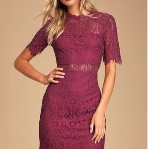 Lulu's Remarkable Burgundy Lace Dress Size XS